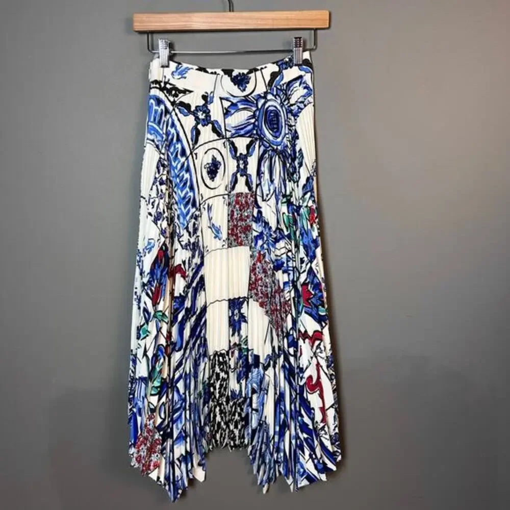 Tory Burch skirt size 2 sunburst pleated midi‎ patterned birds